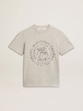 Women’s T-shirt in gray melange cotton with seasonal print