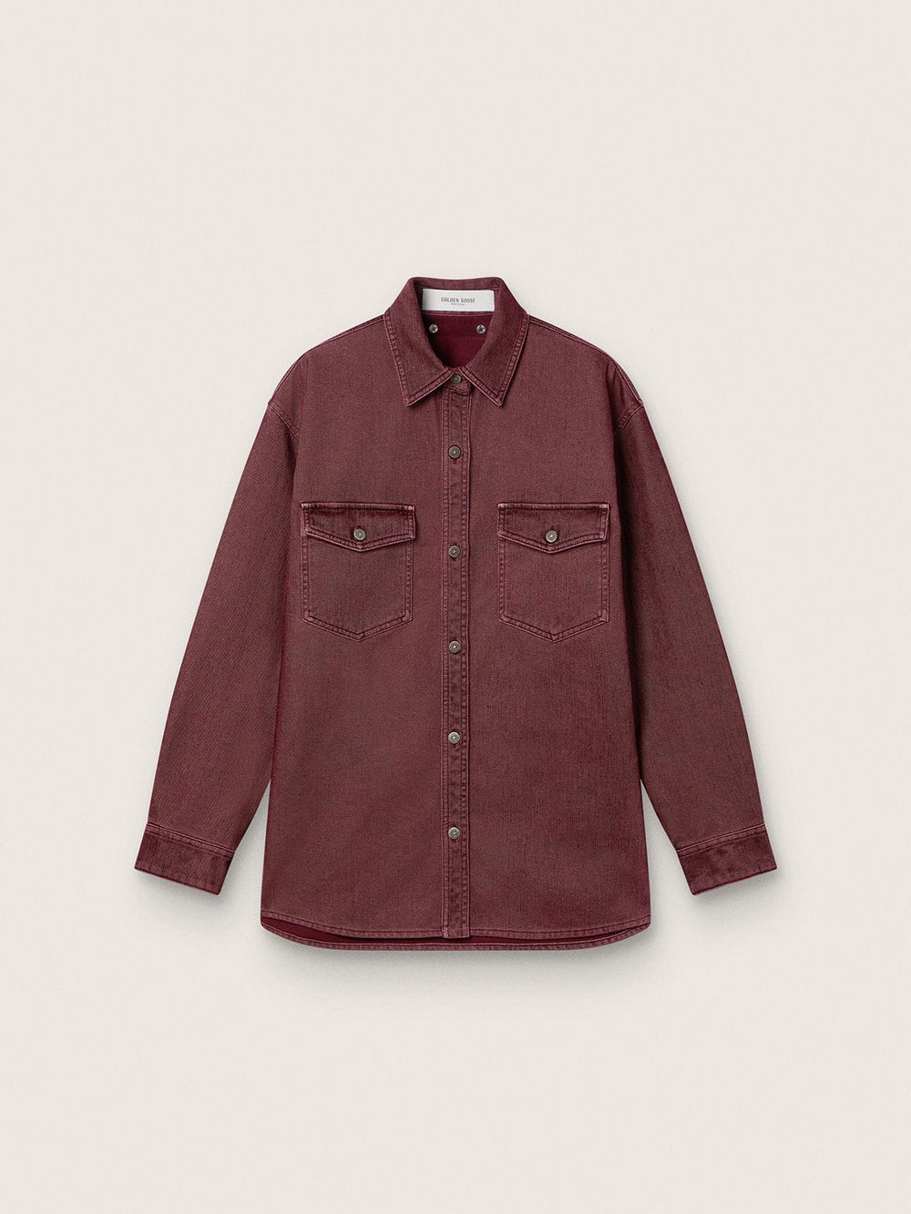 Women's shirt in burgundy denim
