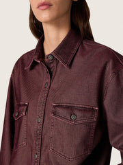 Women's shirt in burgundy denim