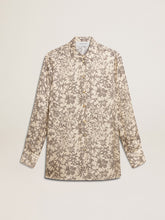 Women's silk blend pajama shirt with a floral print