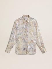 Women's shirt with multicolor floral sequin print