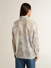 Women's shirt with multicolor floral sequin print
