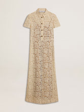 Women's midi dress in cream-colored see-through lace