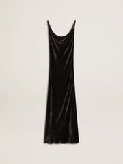 Women's black velvet-effect slip dress