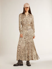 Women's silk-blend midi dress with a floral print