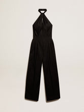 Black wool gabardine jumpsuit