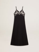 Women’s black slip dress with embroidery