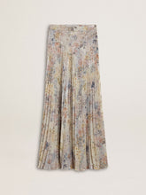 Women's long pleated skirt with multicolor floral sequin print