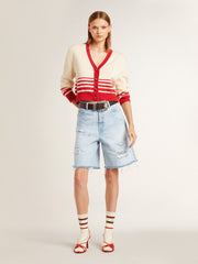Women's Bermuda shorts in lived-in effect denim