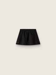 Women’s miniskirt in black cotton twill with floral sequin embroidery