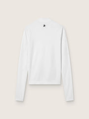 Women's white long-sleeve sports top with zip