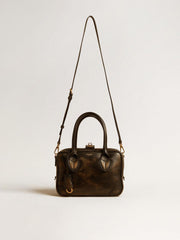 Vita Bag in black distressed leather with gold details
