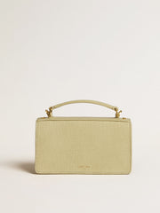 Small Venezia Bag in light green python-print leather with gold details