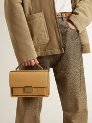 Venezia Bag in ochre yellow embossed leather with gold details