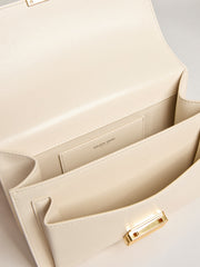Venezia Bag in butter-colored boarded leather with silk scarf