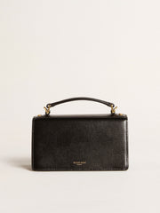 Small Venezia Bag in black boarded leather with gold details