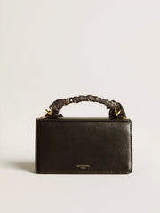 Small Venezia Bag in black boarded leather with silk scarf and charm