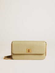 Gioia Bag in mineral-gray sheepskin leather with gold details