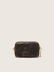 Mini Star Bag in distressed dark-brown leather with tone-on-tone star