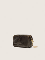 Mini Star Bag in distressed dark-brown leather with tone-on-tone star
