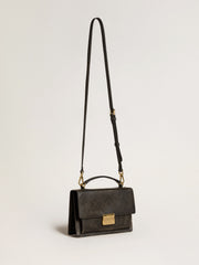 Venezia Bag in black distressed leather with gold details