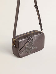 Star Bag in gray metallic leather with Swarovski crystal star