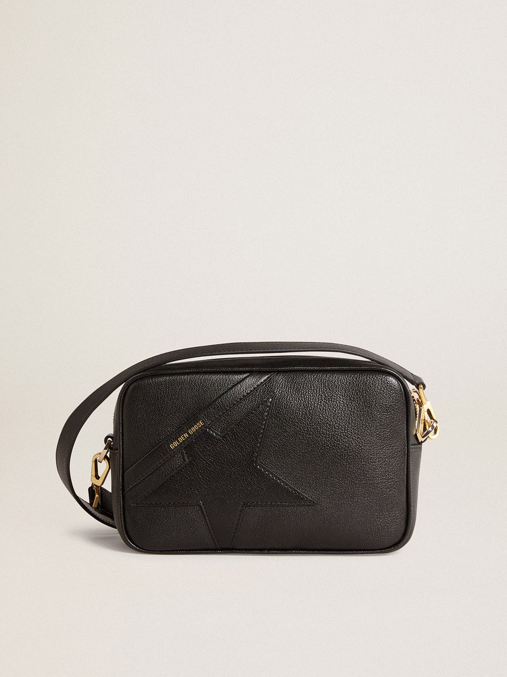 Star Bag in black leather with tone-on-tone star