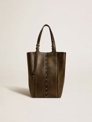 24/7 Bag North South in black distressed leather with adjustable handles