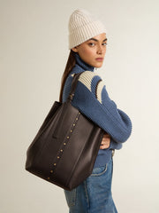 24/7 Bag North South in black leather with adjustable handles