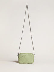 Mini Star Bag in light green snake-print leather