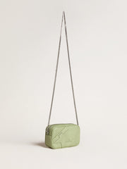 Mini Star Bag in light green snake-print leather