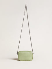 Mini Star Bag in light green snake-print leather