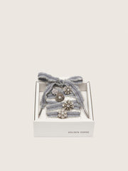 Skins gray laces with mohair trim and crystal charms