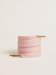 Pink cotton laces with contrasting gold logo