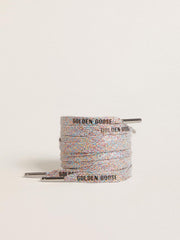 Multicolor Lurex laces with contrasting black logo