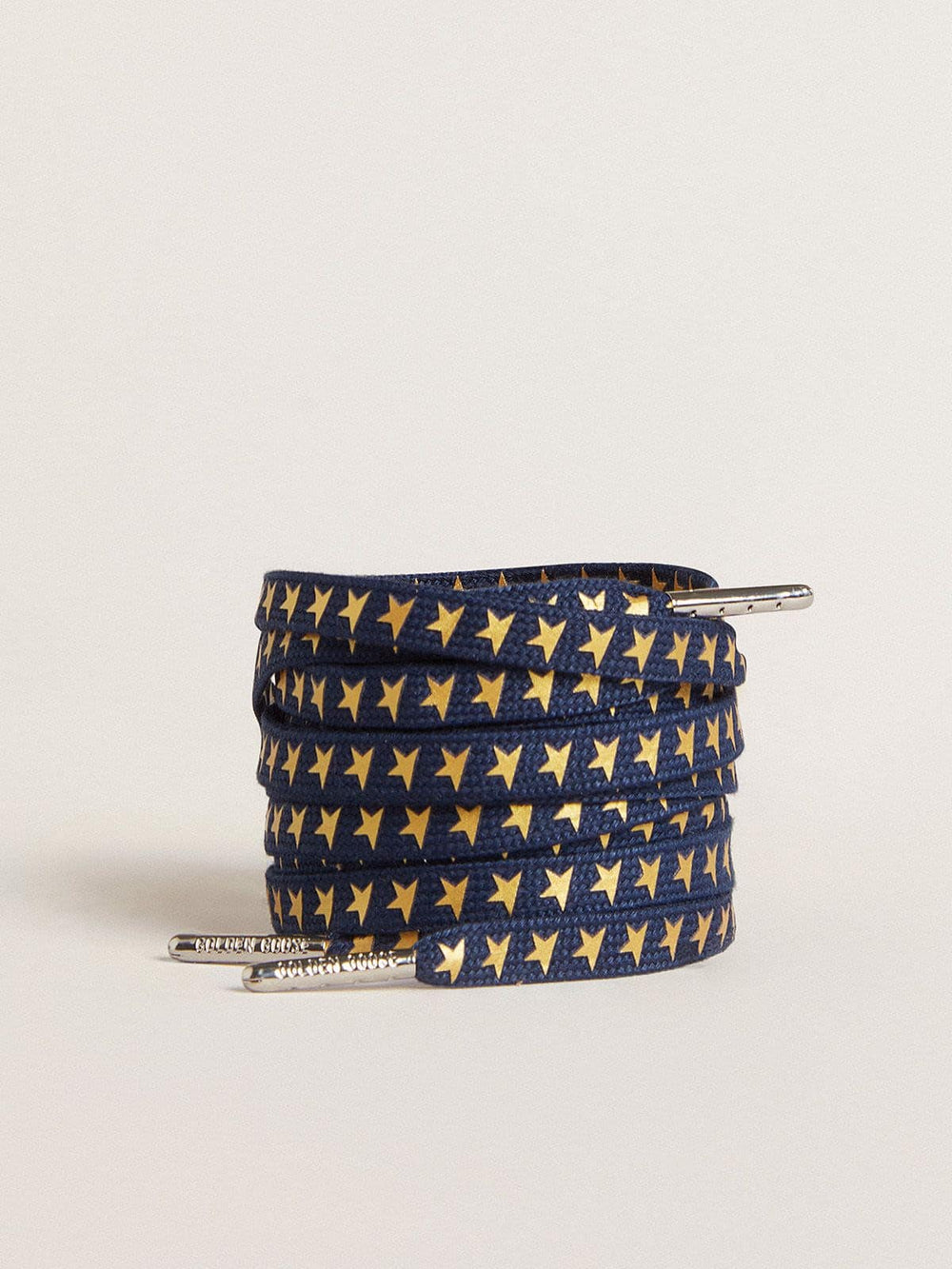 Navy-blue laces with contrasting gold stars