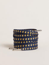 Navy-blue laces with contrasting gold stars