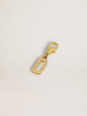 Letter D charm in gold-colored brass with crystals
