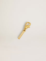 Letter I charm in gold-colored brass with crystals