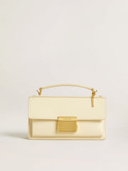 Letter I charm in gold-colored brass with crystals