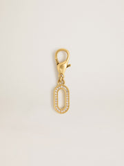 Letter O charm in gold-colored brass with crystals