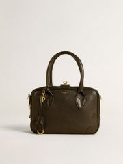 Letter P charm in gold-colored brass with crystals