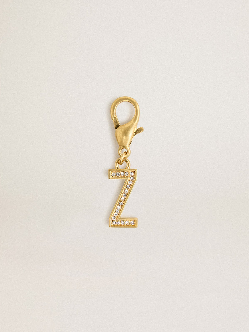 Letter Z charm in gold-colored brass with crystals