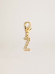 Letter Z charm in gold-colored brass with crystals