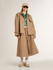 Worn-white socks with distressed details and brown stripes