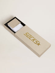 White socks with crystal star on the back