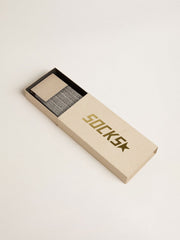 Gray socks with crystals on the leg