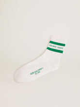 green stripes and logo Cotton socks with distressed finishes