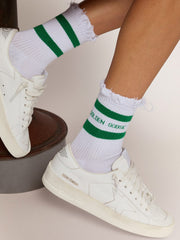 green stripes and logo Cotton socks with distressed finishes