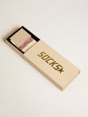 Socks in aged white with multicolor stripes